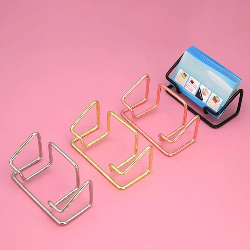 Metal Business Card Holder Minimalist Multifunctional Name Card Stand Rustproof Space-saving Card Organizer Hotel Reception Peaceful Pleasures Health and Wellness