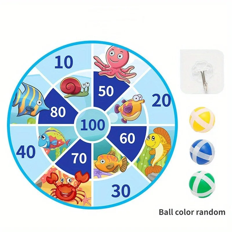 Kids Sticky Ball Dart Board – Safe Indoor Outdoor Party Game