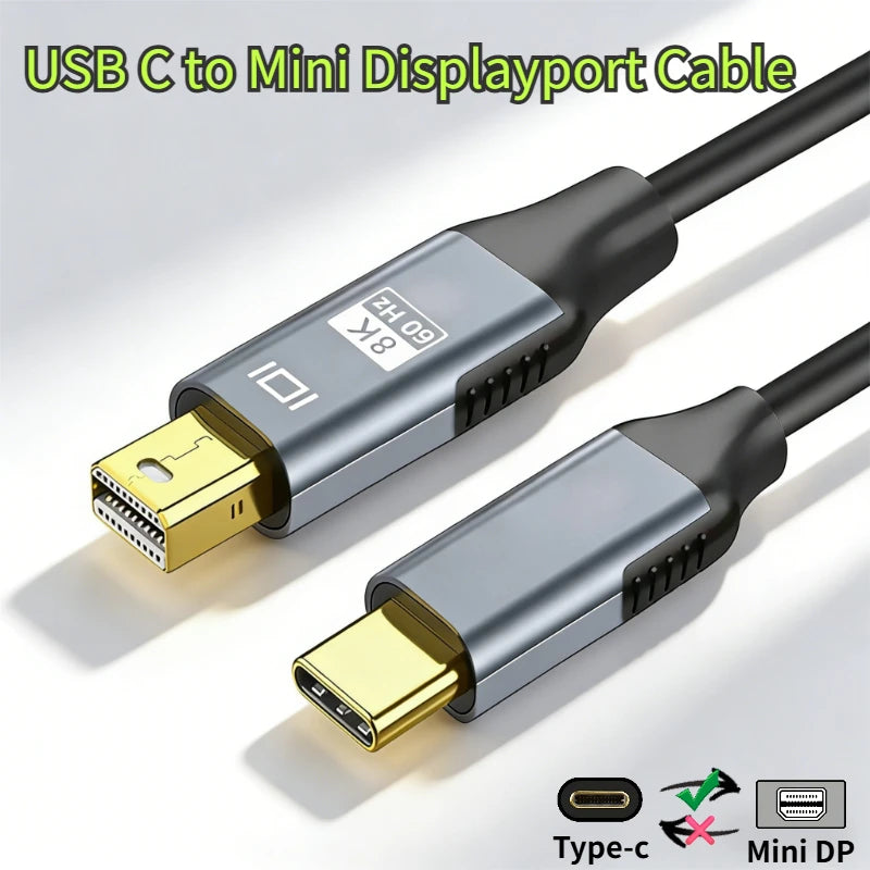 Type-c3.1 to Mini DisplayPort Cable Adapter 4K@60Hz for MacBook Air Pro Type C to Mini DP Display Port Thunderbolt Video Peaceful Pleasures Health and Wellness