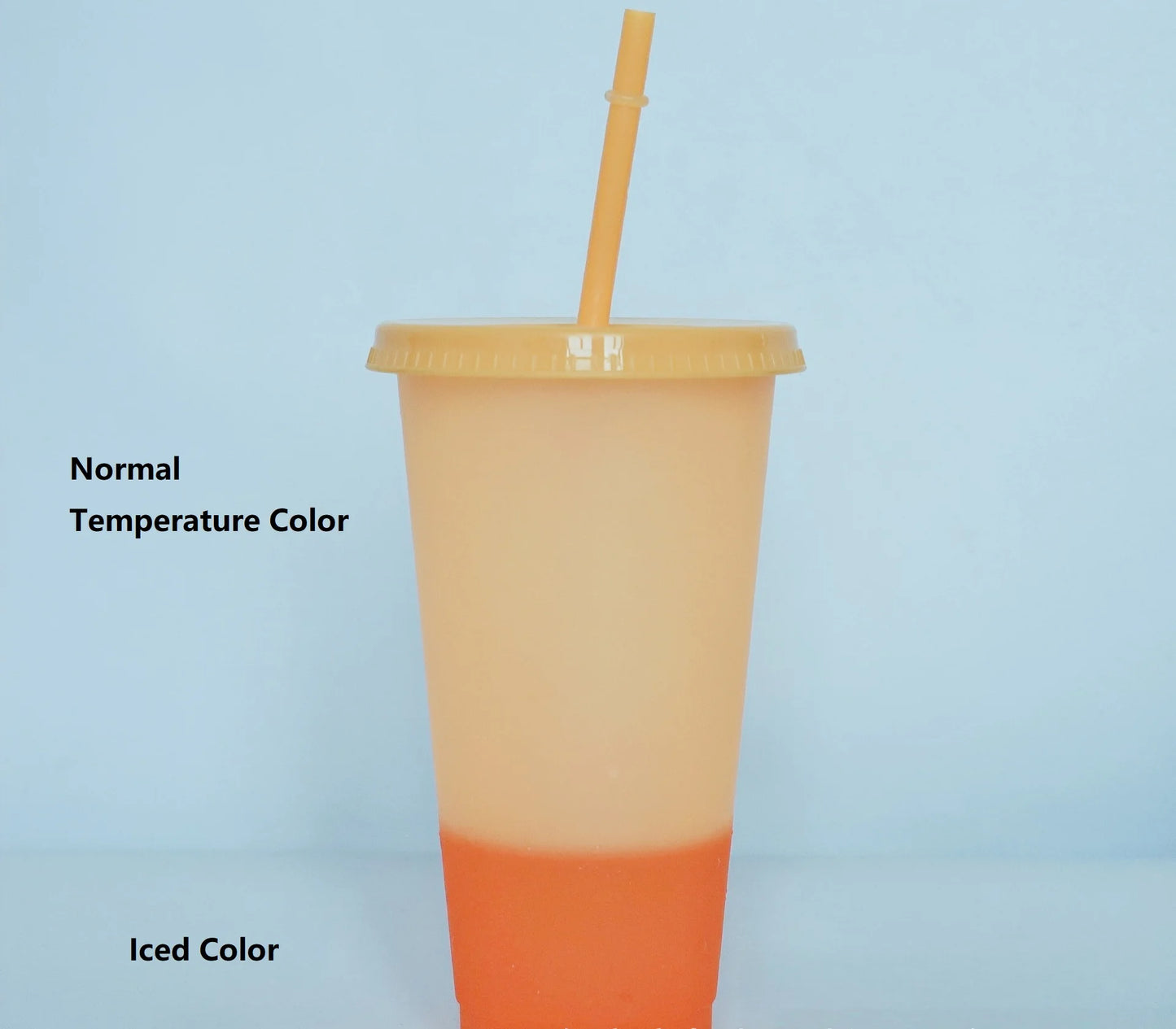 5PCS Plastic Cute Cold Cups with Lids and Straws for Iced Coffee 24 oz Color Changing Reusable for Adults Kid Women Party Peaceful Pleasures Health and Wellness 5pcs Orange
