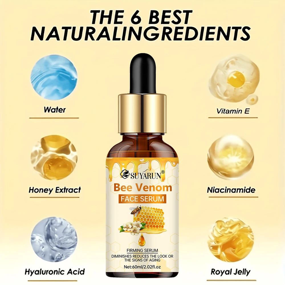 SUYARUN Bee Venom Facial Serum - Anti-Aging Firming Essence for Wrinkle Reduction & Youthful Glow. Peaceful Pleasures Health and Wellness
