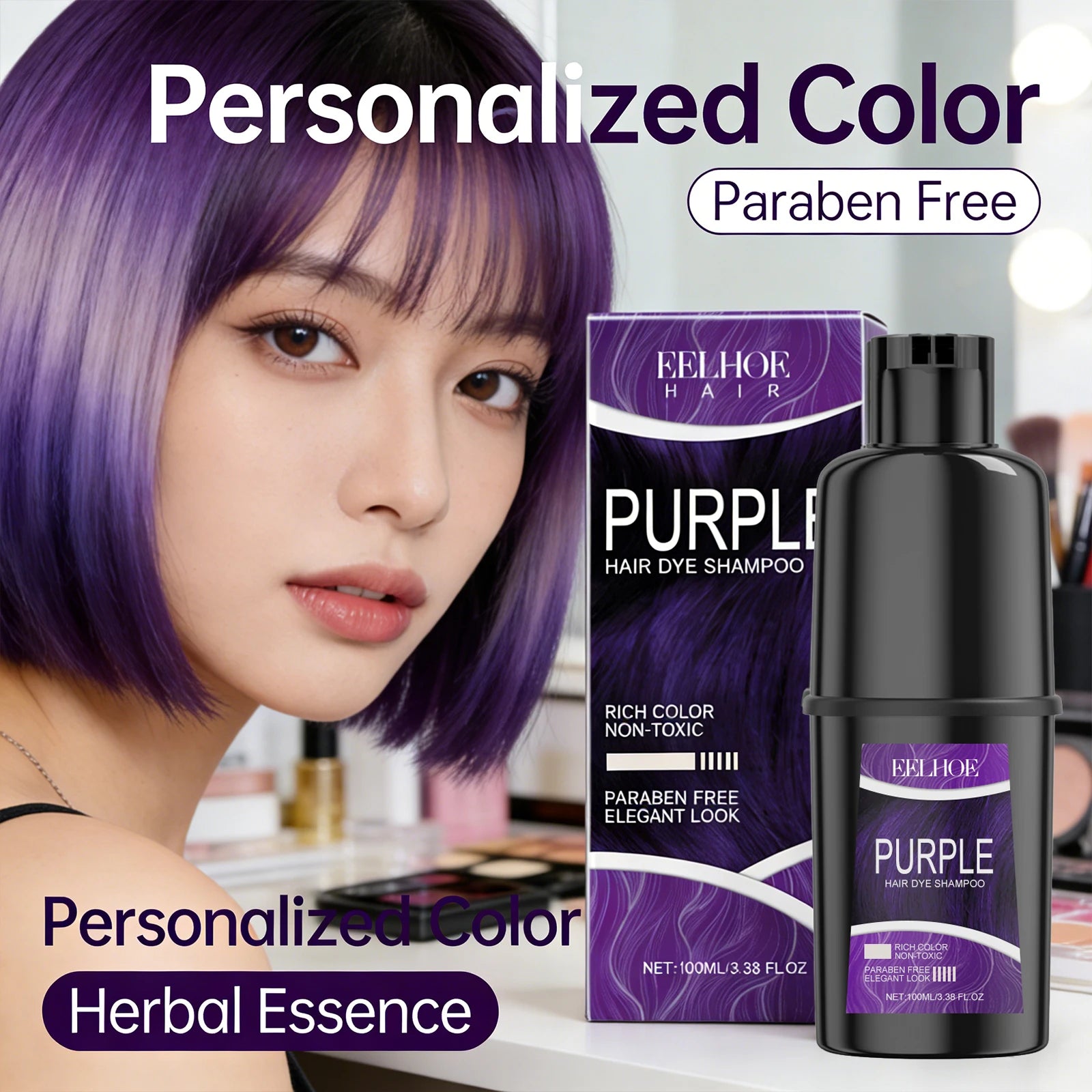 EELHOE Herbal Hair Dye Color Shampoo – Fast-Acting, Moisturizing, Long-Lasting 100ml Peaceful Pleasures Health and Wellness
