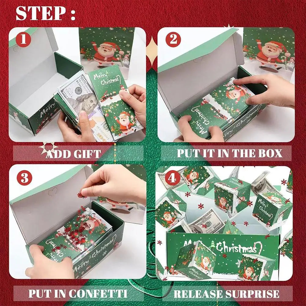 Christmas Popular Surprise Jumping Gift Box - Folding Bouncing Red Envelope Style Creative Present Box For Christmas Birthday Peaceful Pleasures Health and Wellness
