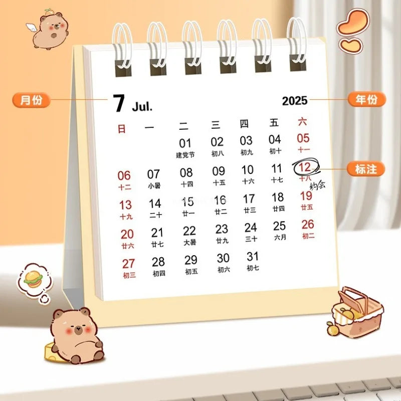 2025-2026 Desk Calendar, From July 2025 To December 2026, 17-Month Small Calendar,7.5x6.4x3cm Paper Small Desk Calendar Calendar Peaceful Pleasures Health and Wellness