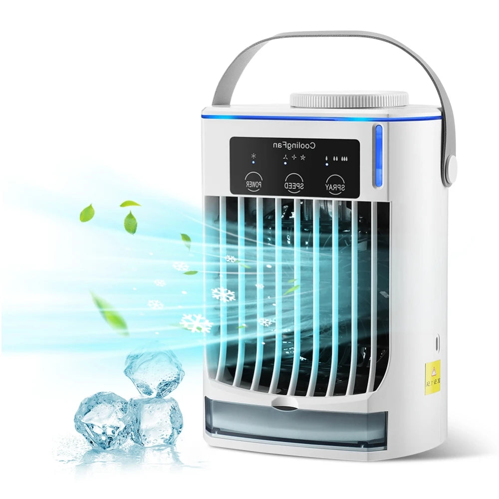 Small Space Air Conditioning for Home Rechargeable Portable Summer Desktop Air Cooler Spray Fan Moist Clean Air for Office Room Peaceful Pleasures Health and Wellness