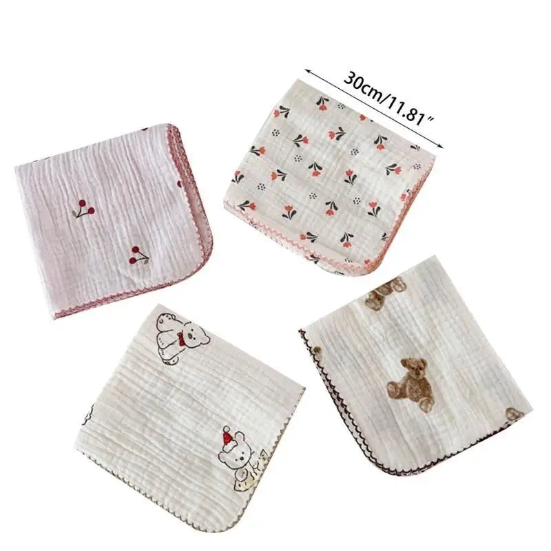 Baby Gauze Cotton Drool Bibs & Face Cloths – 4-Pack Newborn