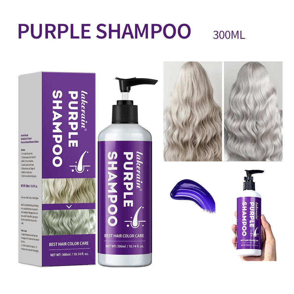 300ml Shampoo Lock Color Purple Shampoo Blonde Hair Bleaching Yellow Removing Linen Gray Silver Color Hair Dye шампунь для волос Peaceful Pleasures Health and Wellness Nourishing