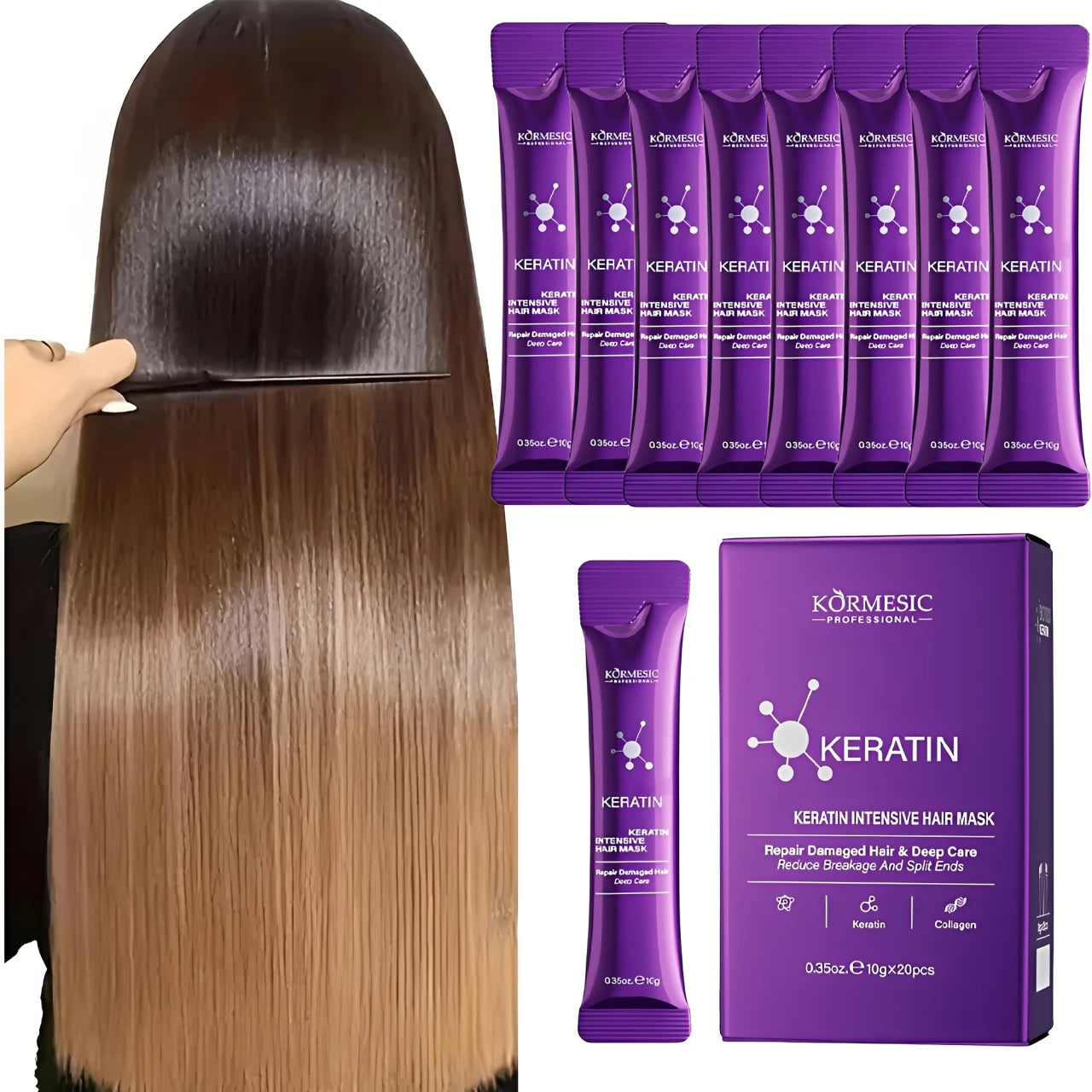 Keratin Hair Mask 20pcs – Smooth, Shiny & Frizz-Free Hair
