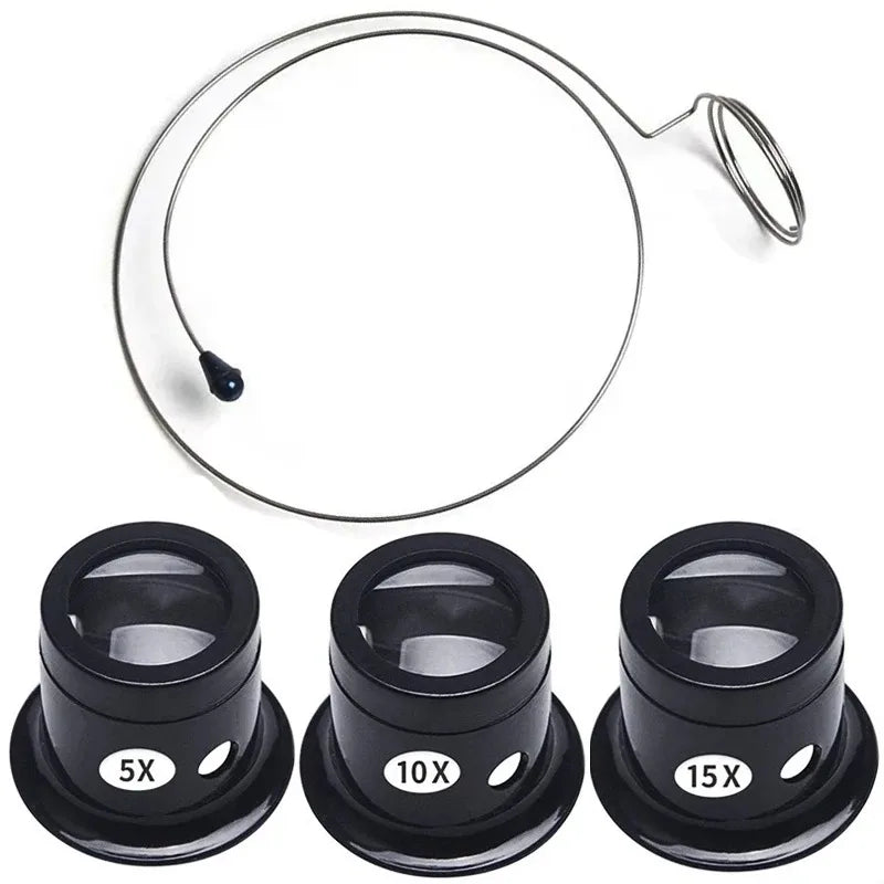 4-Piece Jeweler's Eye Loupe Magnifying Glass Set | Watch Tool