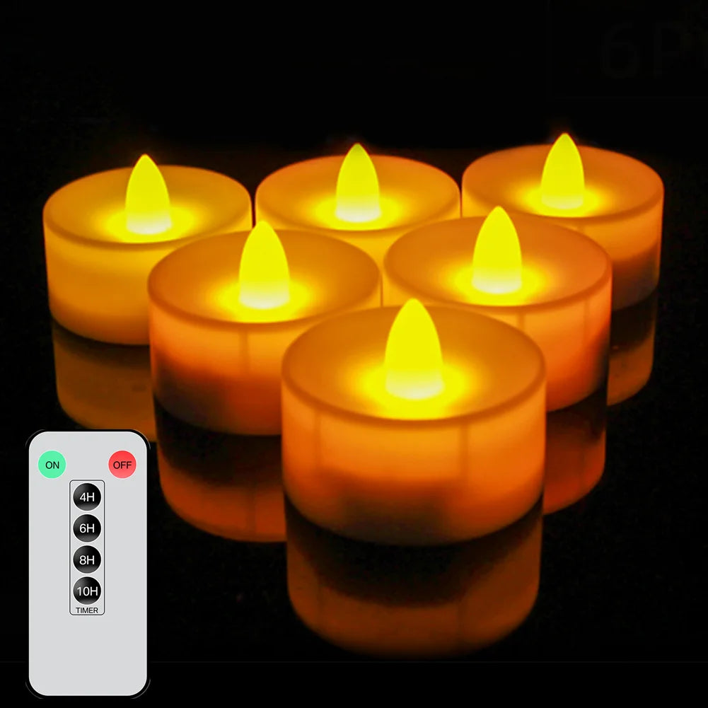 LED Tea Light With/Without Remote Flameless Flickering Candles Electronics Battery Operated Votive Light Home Table Party Decor Peaceful Pleasures Health and Wellness D 6Pc Remote Control 1
