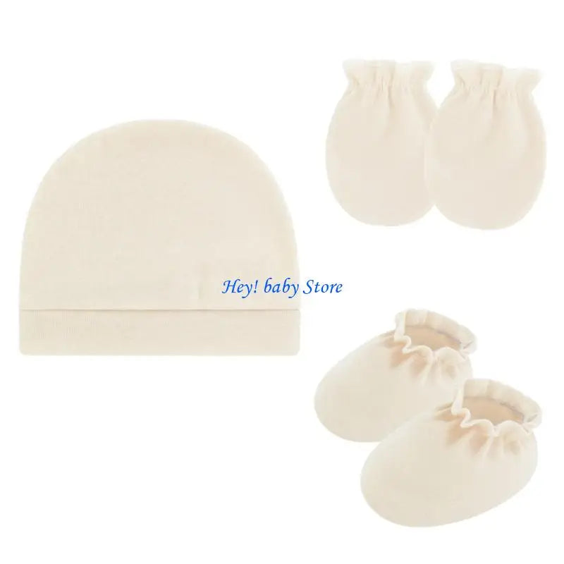 Baby Bonnet Hat Mittens & Booties 3-Piece Set | 0–6 Months