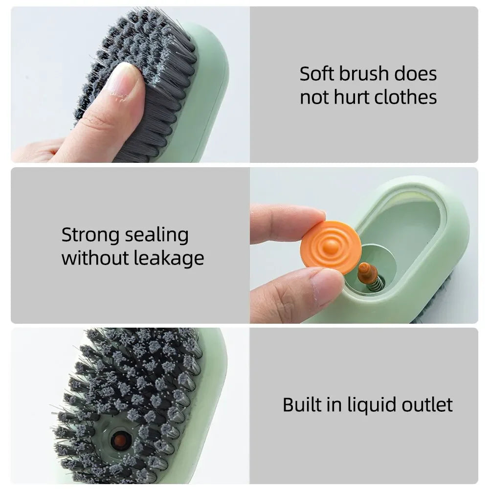 Multifunction Shoe Brush with Soap Dispenser & Long Handle