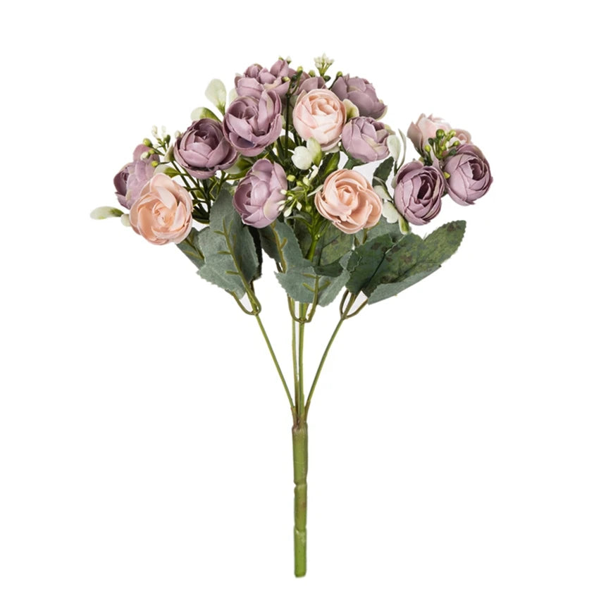 15-Head Silk Rose Bouquet | Wedding & Home Artificial Flowers
