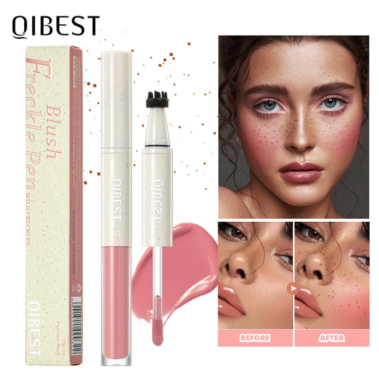 QIBEST Double Headed Natural Simulation Freckles Stamp Pen Liquid Blush Waterproof Lifelike Fake Freckles Pen Dot Spot Cosmetics Peaceful Pleasures Health and Wellness