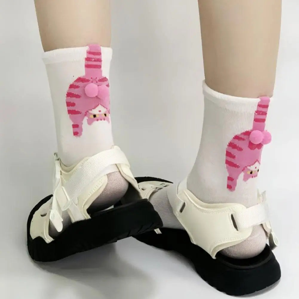 Funny Cat Egg Socks Fashion Cartoon Cotton Socks Soft Cozy Daily Wear Warm Socks 3D Cat Print Kawaii Knitting Socks Peaceful Pleasures Health and Wellness