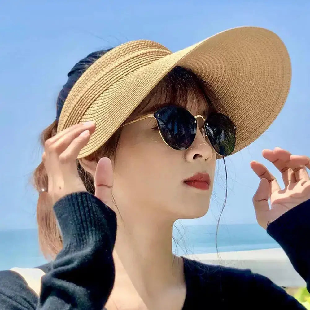 Wide Brim Straw Visor Hat – UPF 50+ UV Sun Protection