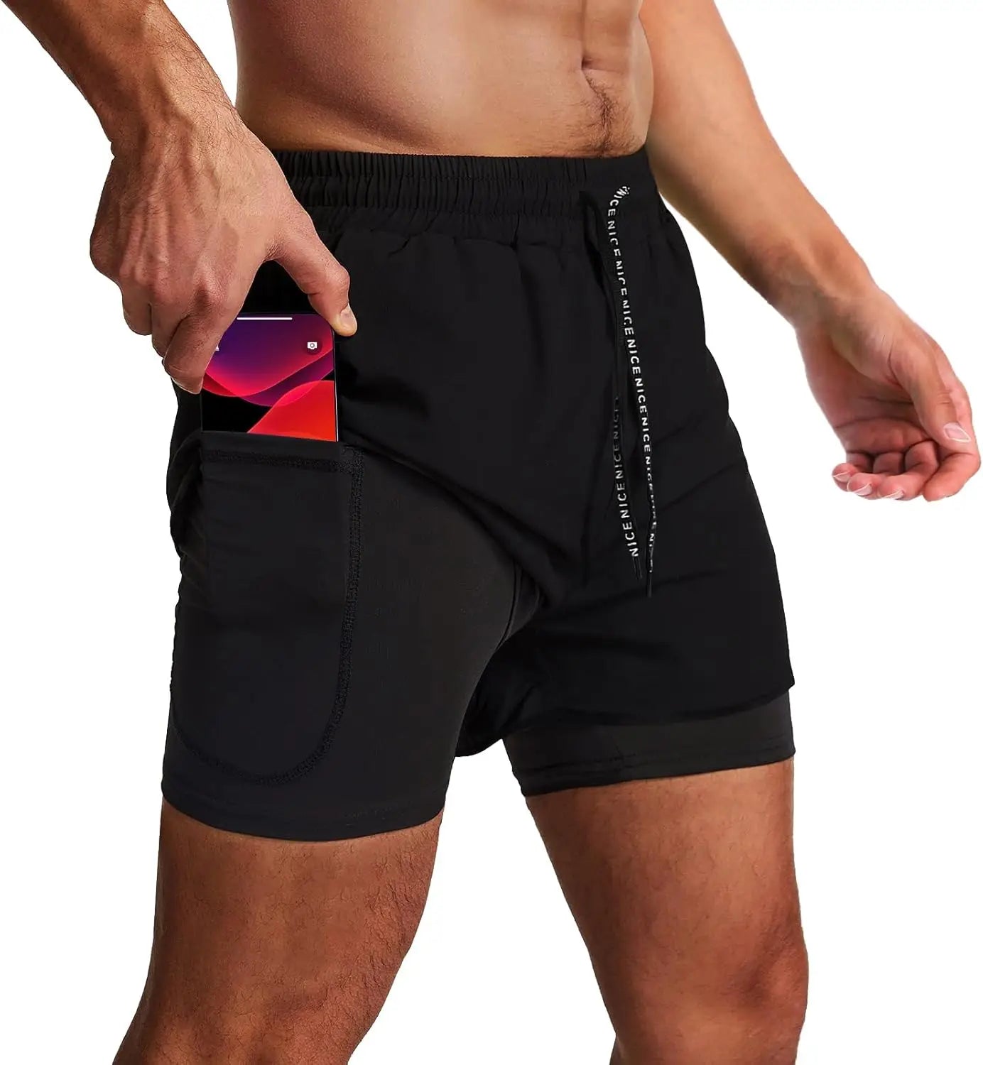 Men's Ice Silk Quick-Dry Sports Shorts | Zipper Pockets