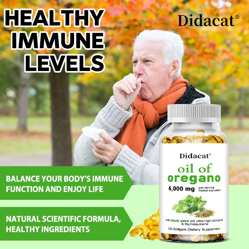 Oregano Oil Softgels Capsules - Contains Black Seed Oil, Promotes Digestion & Intestinal Health, Antioxidant, Improve Immunity H Peaceful Pleasures Health and Wellness
