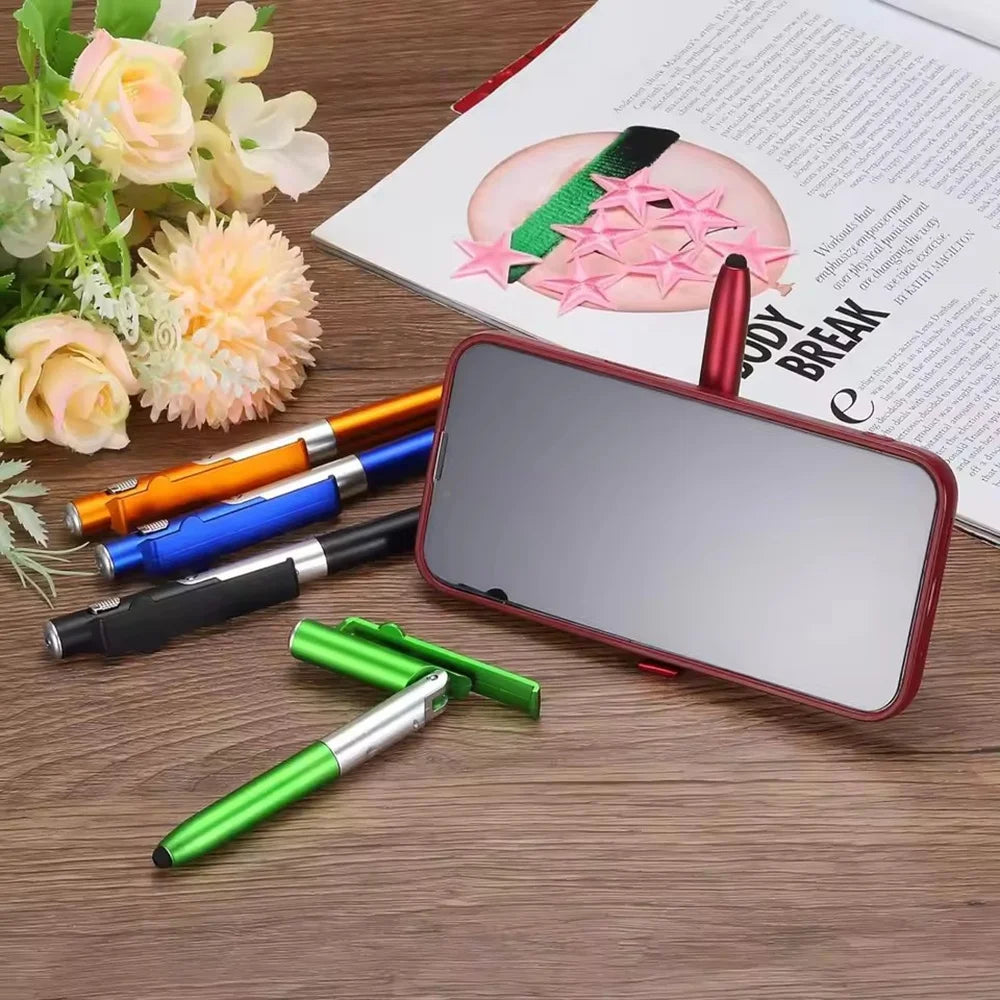 4-in-1 Pen: LED Light, Stylus, Phone Stand & Ballpoint
