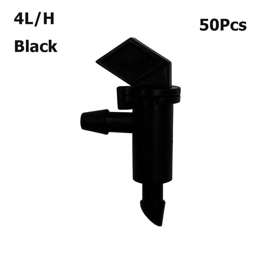 50pcs Adjustable Drip Emitters 4/8/16L/H | Garden Irrigation Drip Irrigation Emitter Peaceful Pleasures Health and Wellness 4L-H Black