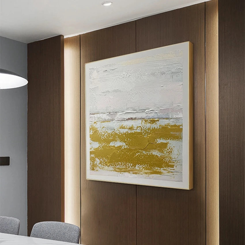 Handmade Yellow Oil Painting Simple Abstract Porch Hanging Poster Postmodern Corridor Aisle Mural Hotel Villa Decoration Picture Peaceful Pleasures Health and Wellness