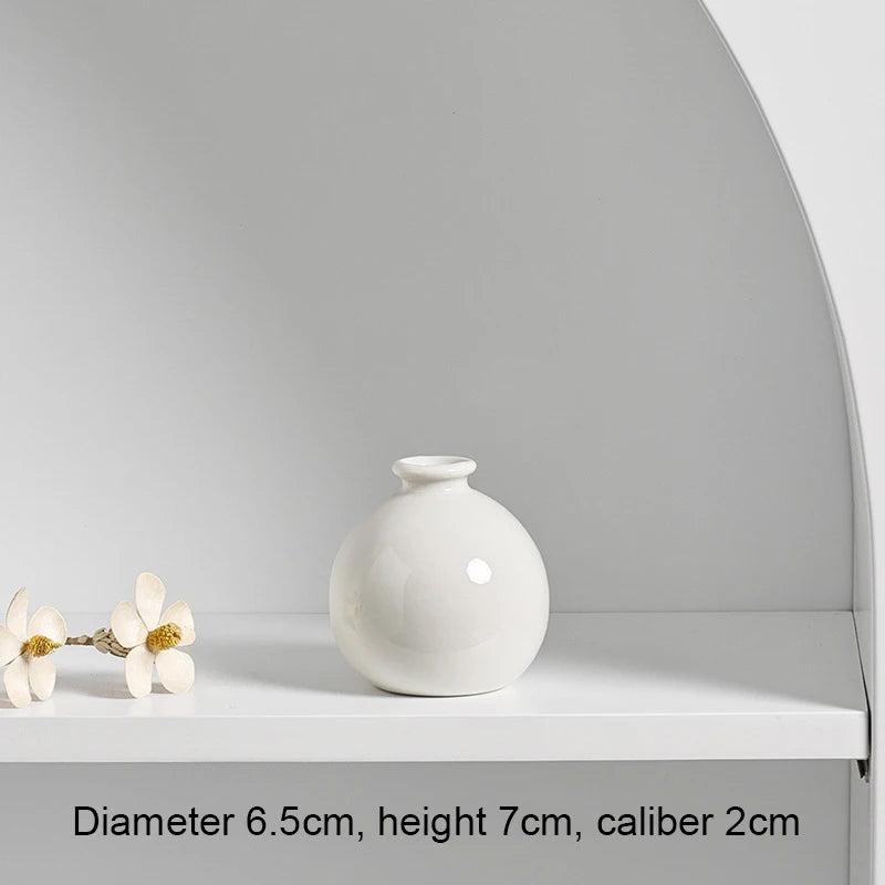Mini Ceramics Vase Interior Accessories Ceramic Vase Desktop Ornament Flower Arrangement Vase Art Flower Decorative home decor Peaceful Pleasures Health and Wellness WHITE China Mainland