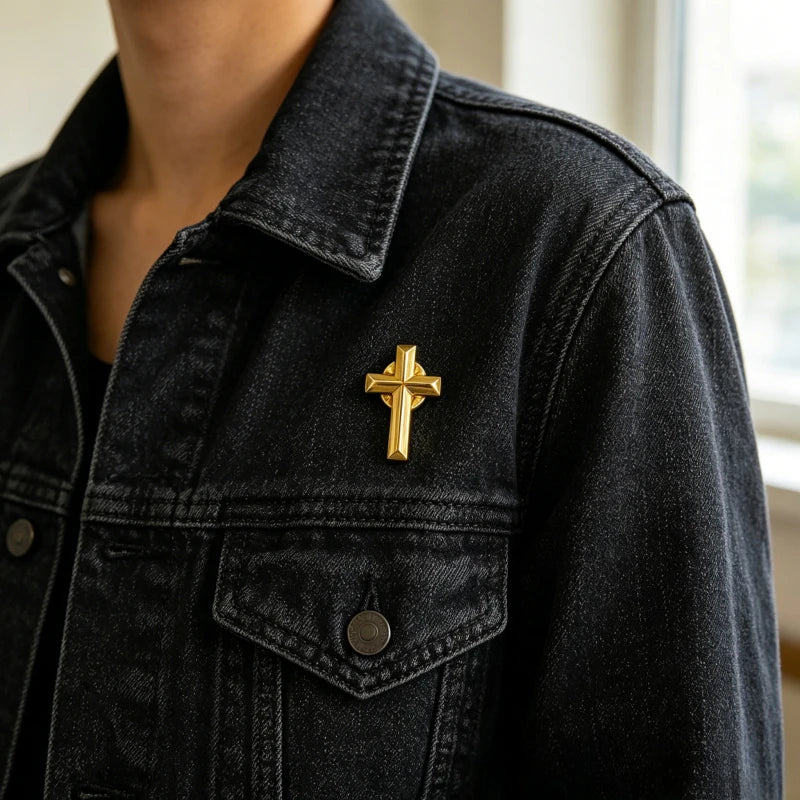 2pc Simple Retro Shiny Cross Brooch Badge Fashion DIY Clothing Decor Accessories Clothing Hats Accessories and Supplies Peaceful Pleasures Health and Wellness