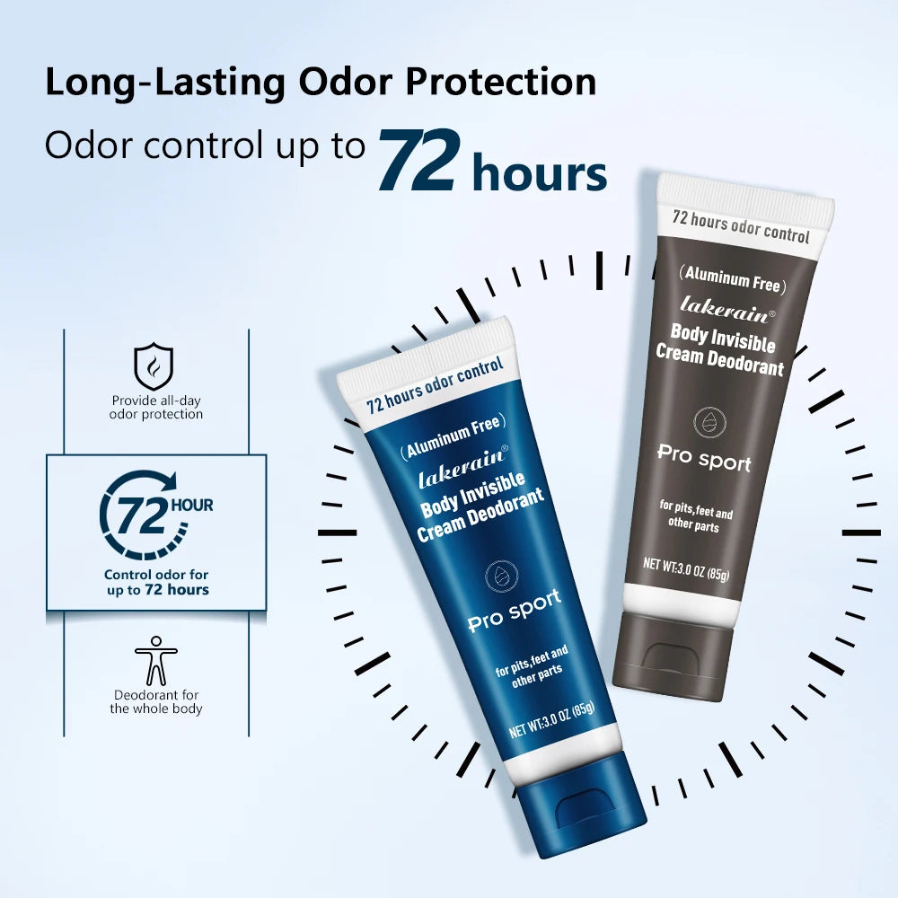 Body Invisible Deodorant 72h Long-lasting Odor Protection Natural Ingredients Aluminium Free Invisible Deodorizing Cream For Men Peaceful Pleasures Health and Wellness