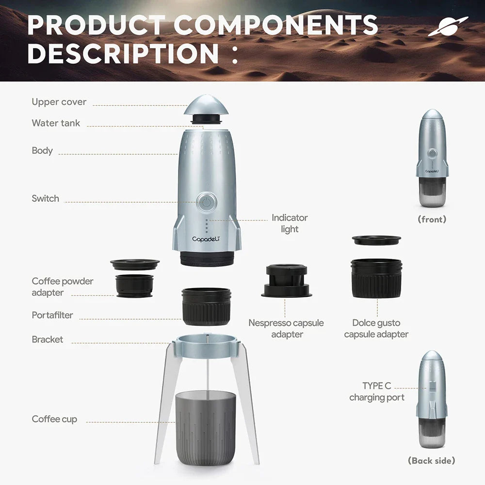 URGGU 3-in-1 Portable Espresso Machine | Travel Coffee Maker