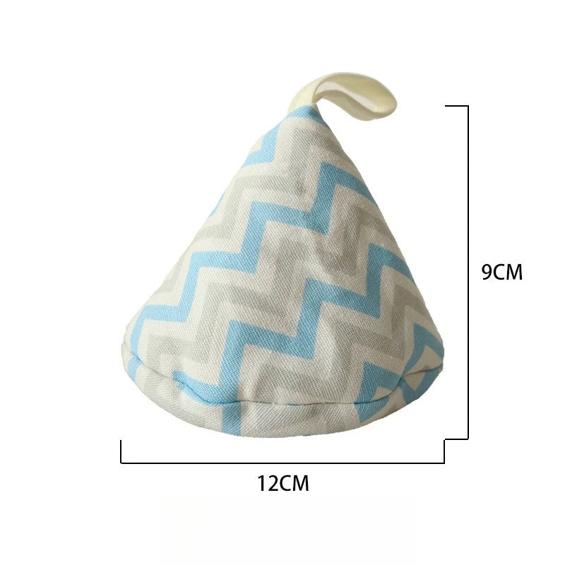 Heat-resistant Pot Cover Cap Japanese-style Triangular Pot Cap Enamel Pot Heat-resistant Handle Cover Peaceful Pleasures Health and Wellness Blue Wave