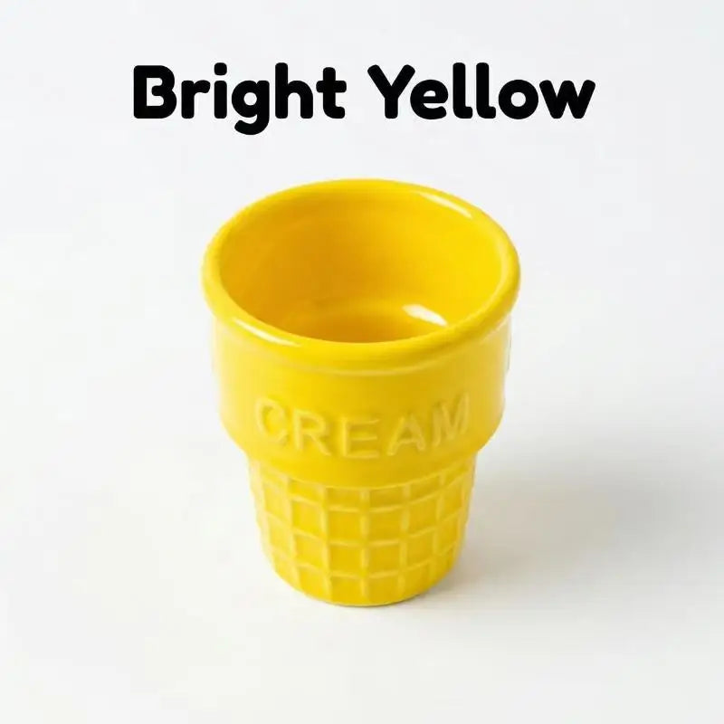 Ceramic Ice Cream Cup | Waffle Cone Dessert Mug | Cute & Colorful