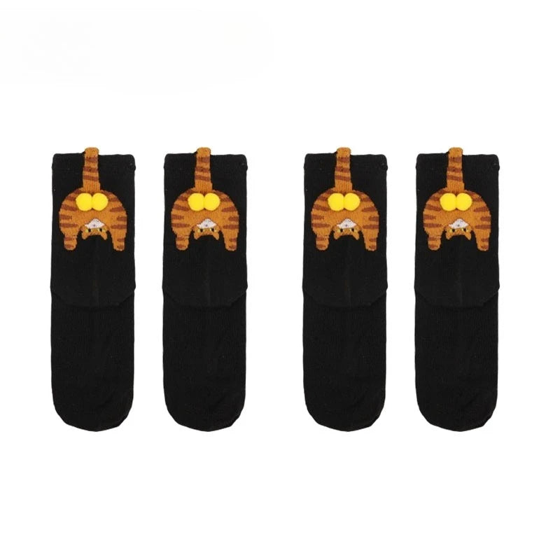 3D Cat Butt Cartoon Socks – Funny Novelty Cotton Mid Socks