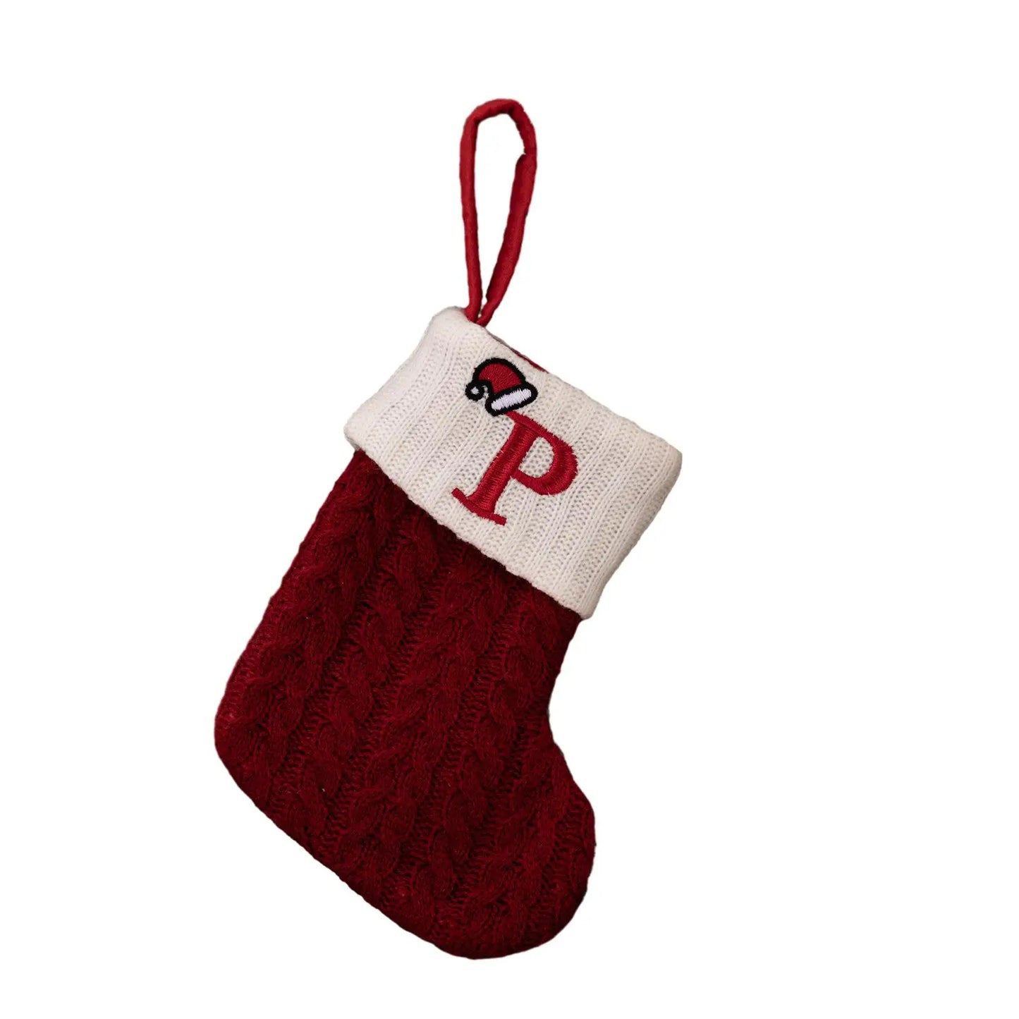 Knitted Christmas Stocking Ornament – Snowflake & Alphabet
