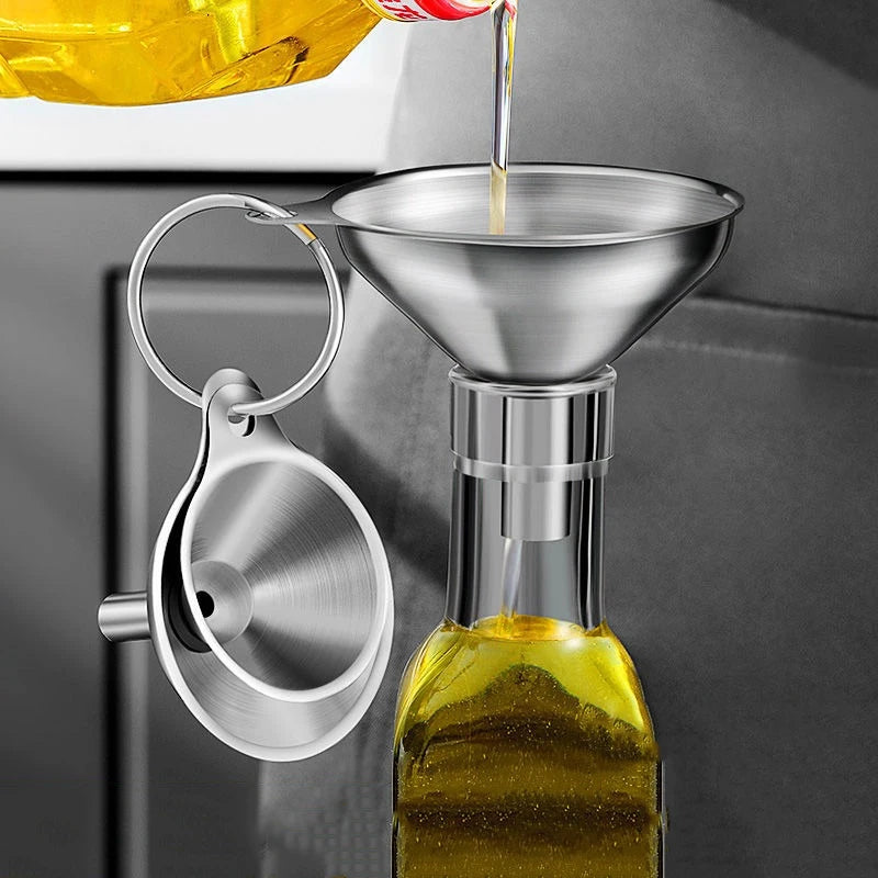 Stainless Steel Kitchen Funnel Set – 3 Sizes for Bottles, Essential Oils & Spices
