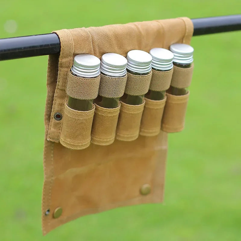 Camping Seasoning Bottle Set – Waterproof Canvas Bag