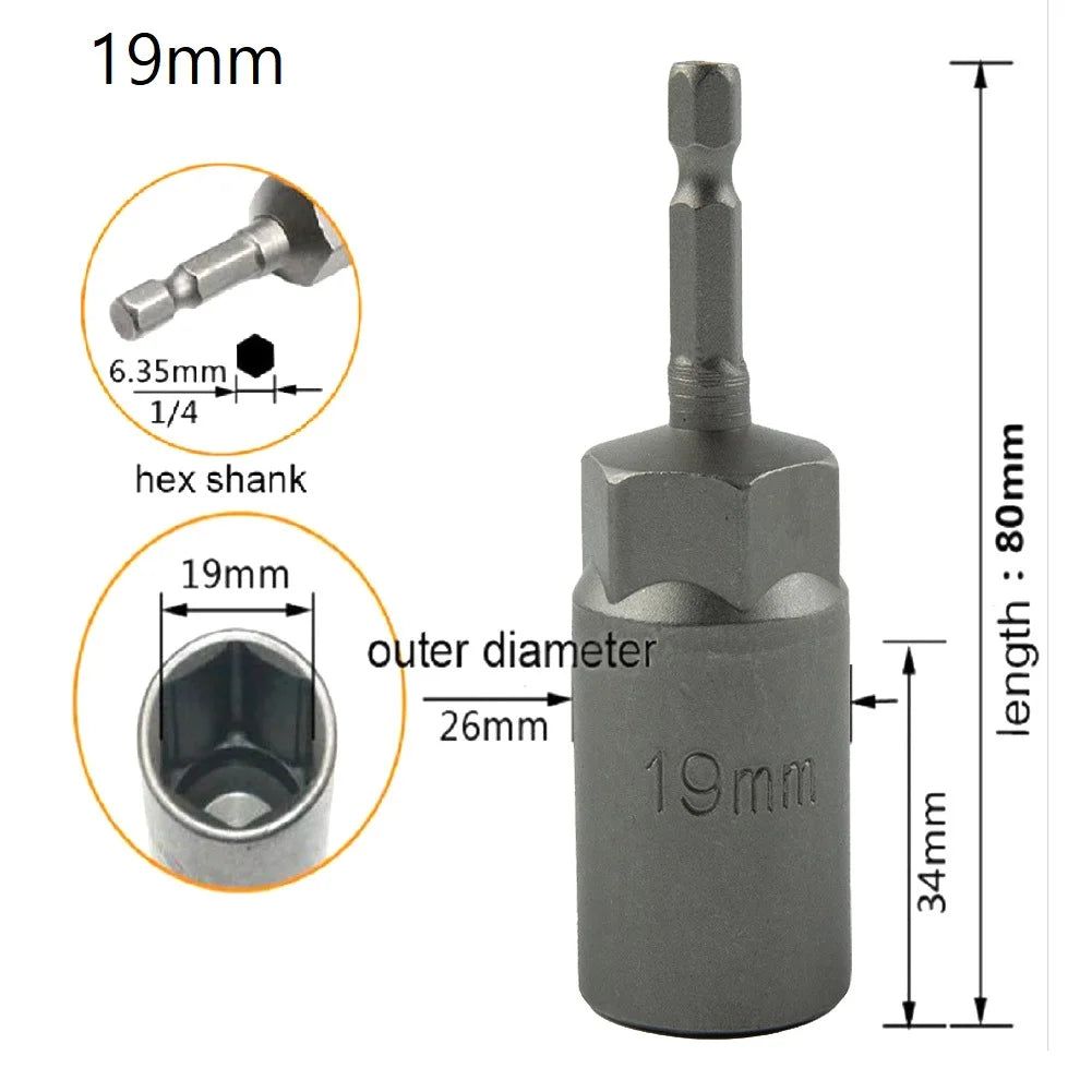 Length 1 Hex Sockets 5 5- Drive Magne Socket Impact Nut Bolt Drill