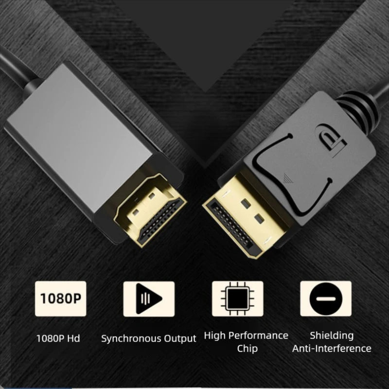 1.8M DisplayPort to HDMI-Compatible Cable 4K DP to HDMI Adapter Display Port Video Audio Converter for PC HDTV Projector Monitor Peaceful Pleasures Health and Wellness