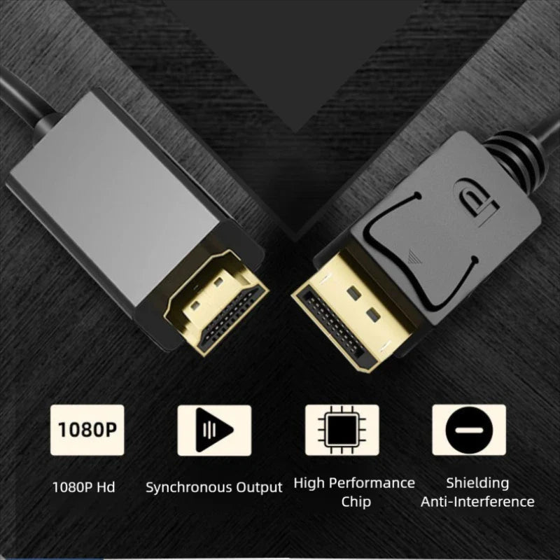 1.8M DisplayPort to HDMI Cable 4K – DP Adapter for PC & TV