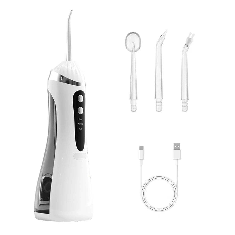 Oral Irrigator Dental Water Flosser for Teeth Portable Dental Water Irrigator Rechargeable Dental Water Jet for Teeth Cleaning Peaceful Pleasures Health and Wellness White