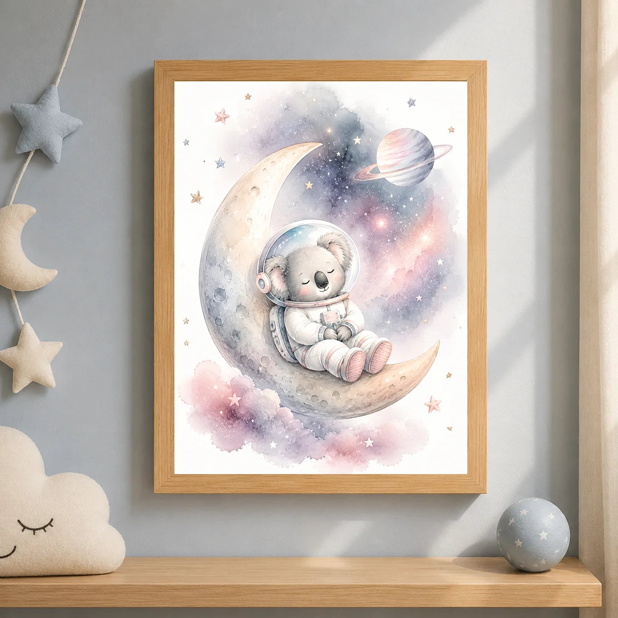 Nursery Wall Art Space Astronaut Animal Poster Print Canvas Painting Moon Planet Rocket Baby Room Wall Decor Peaceful Pleasures Health and Wellness