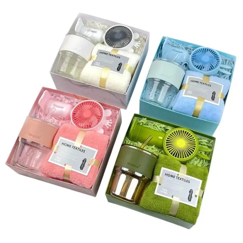 Green Gift Set – Glass Tumbler, Soft Towel & UPF 50+ Sun