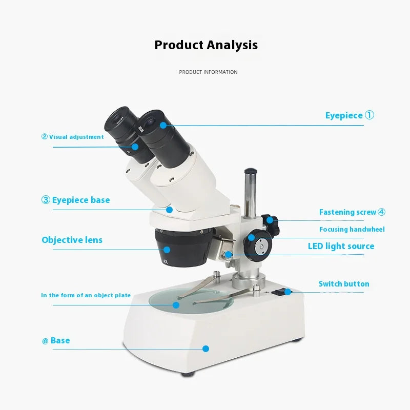 Stereoscopic Microscope with Two Levels of Magnifying Glass and Variable Magnification 20X40X Peaceful Pleasures Health and Wellness