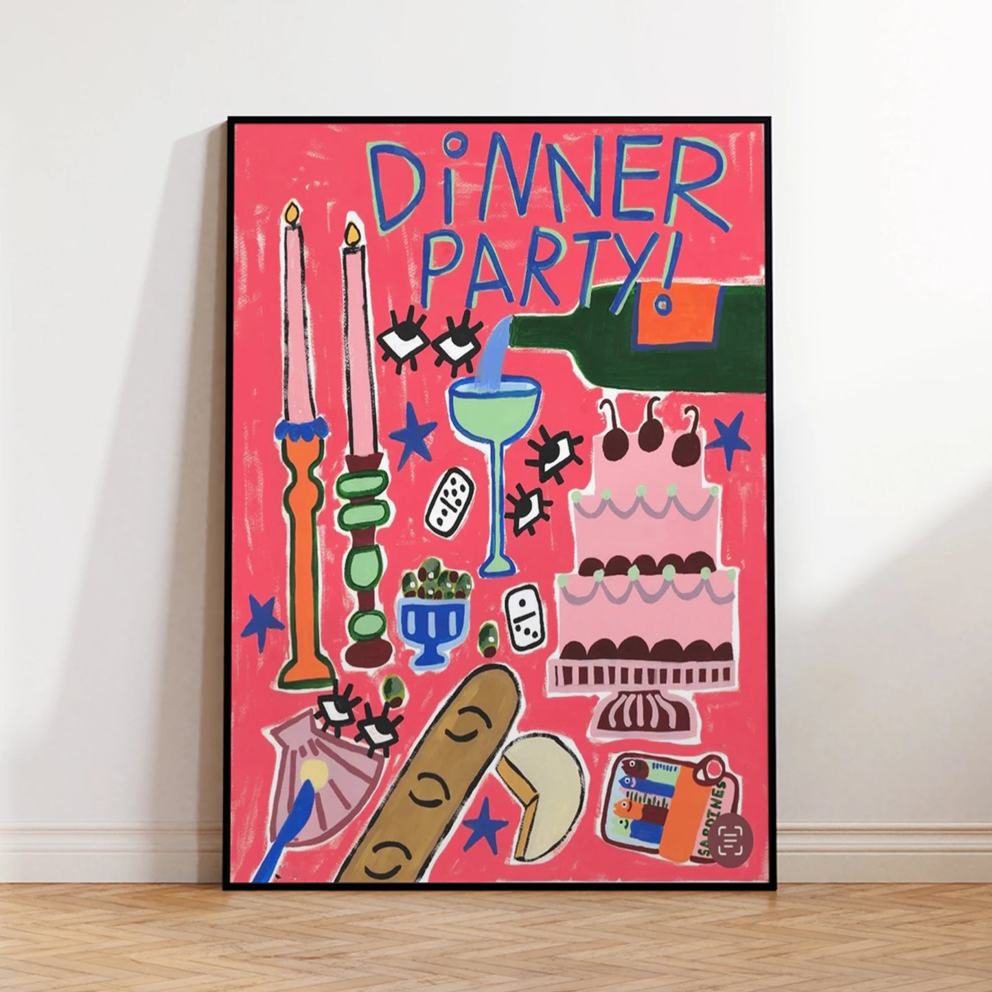 Modern Pink Dinner Party Canvas Wall Art Print | Home Decor