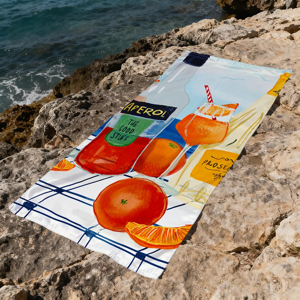 Aperol Spritz Quick-Dry Beach Towel | Soft Pool & Travel Towel Quick-Dry Beach Towel Peaceful Pleasures Health and Wellness