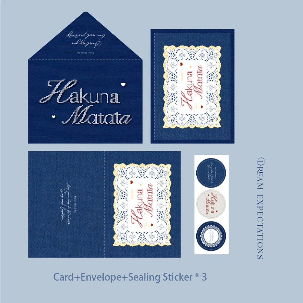Stamping Relief Greeting Card&envelope Lace Poetry Series High-end