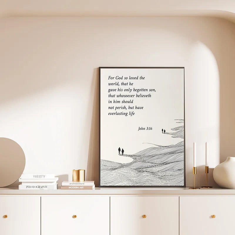Christian Cross Canvas Wall Art | Bible Verse Baptism Gift