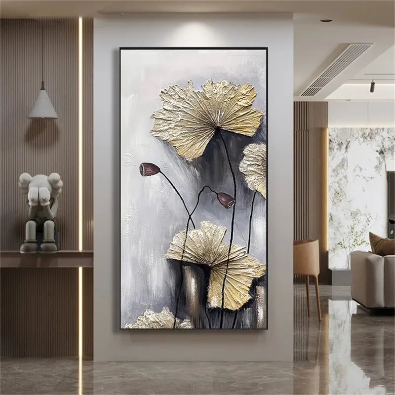Large Lotus Canvas Wall Art | Modern Chinese Style Decor Canvas Wall Art Peaceful Pleasures Health and Wellness