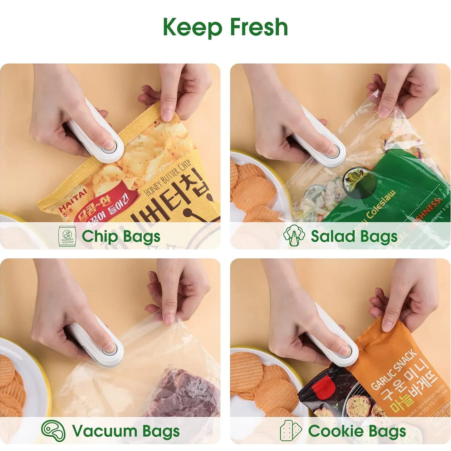 Portable 2-in-1 Mini Heat & Vacuum Sealer | Rechargeable