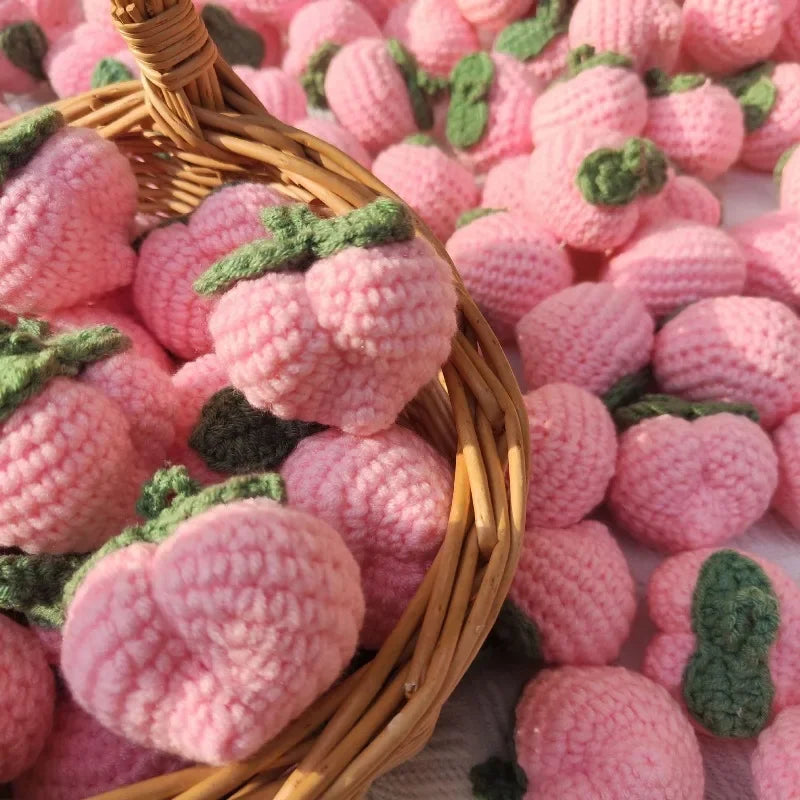 Crochet Peach Ornaments 10-Pack | Handmade Knitted Yarn Crafts