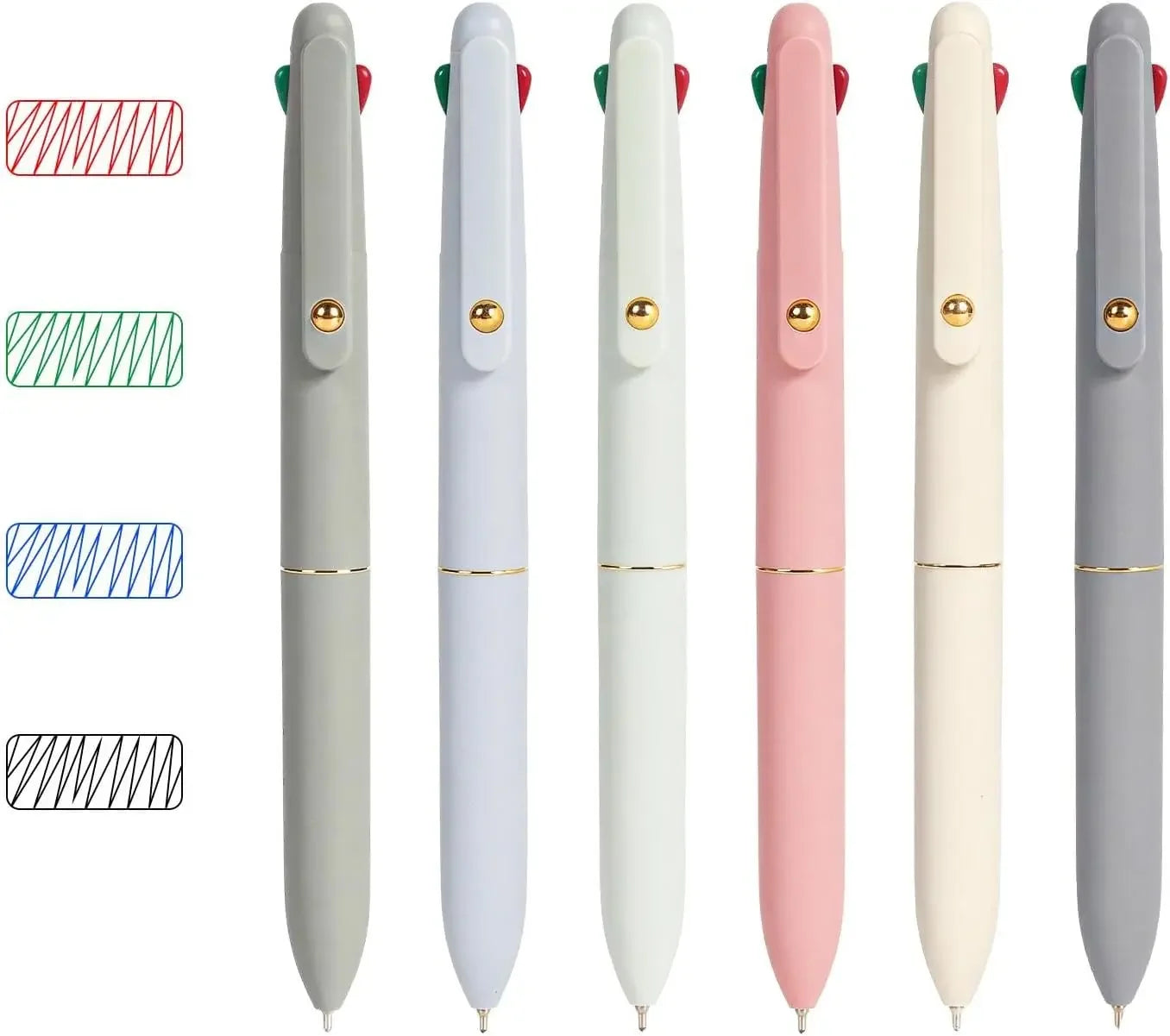 4-in-1 Multicolor Ballpoint Pen, 0.5mm Fine Point for Smooth Writing, Nurse & Student Accessories, Gift Set of 6 Peaceful Pleasures Health and Wellness